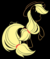 Size: 400x465 | Tagged: safe, artist:secret-pony, applejack, earth pony, pony, g4, black background, cowboy hat, cutie mark, female, hat, hooves, lineart, mare, minimalist, simple background, solo