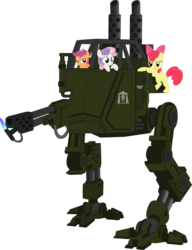 Size: 1741x2268 | Tagged: safe, artist:commissarprower, apple bloom, scootaloo, sweetie belle, earth pony, pegasus, pony, unicorn, g4, cutie mark crusaders, female, filly, flamer, foal, imperial guard, imperium, sentinel, simple background, this will end in tears, transparent background, warhammer (game), warhammer 40k