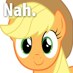 Size: 500x500 | Tagged: safe, applejack, g4, image macro, nah