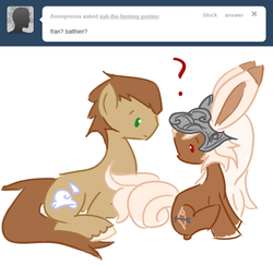 Size: 659x643 | Tagged: safe, artist:ask-the-fantasy-ponies, ask, balthier, final fantasy, final fantasy xii, fran, ponified, tumblr, viera