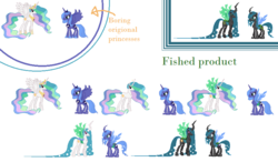 Size: 870x509 | Tagged: safe, artist:furryhedgehog, princess celestia, princess luna, changeling, g4, changelingified, pixel art, princess chryslestia, princess lusalis