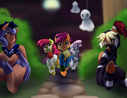 Size: 3300x2550 | Tagged: safe, artist:quila111, apple bloom, scootaloo, sweetie belle, oc, g4, costume, nightmare night