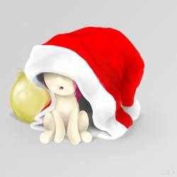 Size: 3000x3000 | Tagged: safe, artist:tuckels, roseluck, pony, g4, christmas, female, filly, hat, santa hat, solo, younger