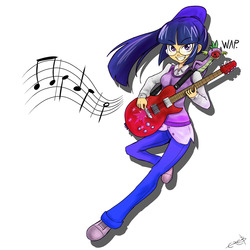 Size: 2000x2000 | Tagged: safe, artist:ereb-tauramandil, spike, twilight sparkle, g4, canter girls, glasses, guitar, humanized, musical instrument, wap