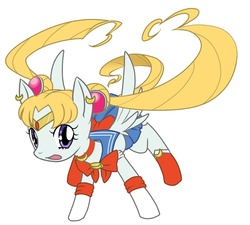 Size: 700x630 | Tagged: safe, artist:zukicure5gogo, pegasus, pony, action pose, boots, choker, clothes, dress, ear piercing, female, jewelry, looking at you, mare, piercing, pigtails, ponified, sailor moon, sailor moon (series), sailor senshi, shoes, simple background, socks, solo, tiara, tsukino usagi, white background