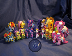 Size: 700x541 | Tagged: safe, artist:mlpendlessnight, applejack, fluttershy, pinkie pie, rainbow dash, rarity, twilight sparkle, pony, g4, brushable, customized toy, irl, photo, toy