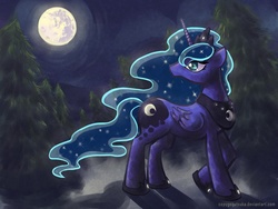 Size: 1400x1050 | Tagged: safe, artist:copygeijutsuka, princess luna, pony, g4, female, mare in the moon, moon, night, solo