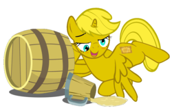 Size: 1365x861 | Tagged: safe, oc, oc only, oc:ticket, alicorn, pony, alicorn oc, cider, drunk, simple background, solo, transparent background