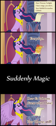 Size: 700x1556 | Tagged: safe, artist:drlonepony, edit, twilight sparkle, alicorn, pony, unicorn, g4, alternate timeline, alternate universe, bad end, comic, ethereal mane, female, hilarious in hindsight, implied princess celestia, mare, older twilight, twilight sparkle (alicorn), tyrant sparkle, ultimate twilight, unicorn twilight, usurpation