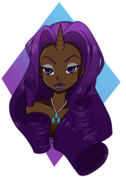 Size: 500x700 | Tagged: safe, artist:jazzie-simone, edit, rarity, human, g4, dark skin, horn, horned humanization, humanized, solo