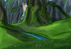 Size: 3420x2340 | Tagged: safe, artist:aaronmk, canterlot, digital painting, mountain