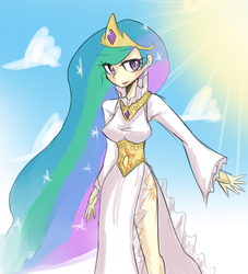 Size: 1000x1100 | Tagged: safe, artist:dmsal1818, princess celestia, human, g4, female, humanized, solo