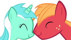 Size: 7680x4320 | Tagged: safe, artist:yourfaithfulstudent, big macintosh, lyra heartstrings, earth pony, pony, g4, absurd resolution, boop, lyramac, male, nuzzling, shipping, simple background, stallion, straight, transparent background, vector