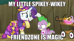 Size: 625x349 | Tagged: safe, rarity, spike, g4, friendzone, image macro, joke, starboarding