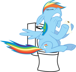 Size: 800x766 | Tagged: safe, artist:fabulouspony, edit, rainbow dash, pegasus, pony, g4, but why, constipated, implied pooping, my life is ruined, sitting on toilet, solo, toilet, toilet paper