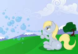 Size: 5000x3500 | Tagged: safe, artist:felix-kot, artist:joey darkmeat, derpy hooves, pegasus, pony, g4, bubble, bubble blower, female, mare, soap bubble, solo, vector