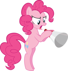 Size: 4440x4652 | Tagged: safe, artist:felix-kot, pinkie pie, earth pony, pony, a friend in deed, g4, absurd resolution, female, mare, megaphone, simple background, solo, transparent background, vector