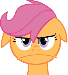 Size: 3694x4053 | Tagged: safe, artist:felix-kot, scootaloo, pegasus, pony, g4, ears back, frown, simple background, solo, transparent background, unamoosed face, unamused, vector