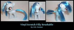 Size: 2832x1156 | Tagged: safe, artist:gryphyn-bloodheart, dj pon-3, vinyl scratch, pony, g4, brushable, customized toy, female, filly, irl, photo, solo, toy