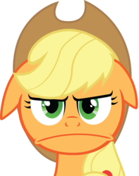 Size: 3649x4620 | Tagged: safe, artist:felix-kot, applejack, earth pony, pony, g4, ears back, frown, simple background, solo, transparent background, unamoosed face, unamused, vector