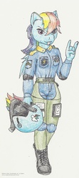 Size: 775x1741 | Tagged: safe, artist:jimprower, rainbow dash, anthro, g4, aerobatics, clothes, fighter pilot, flight suit, uniform, wonderbolts