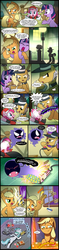 Size: 1172x4980 | Tagged: safe, artist:madmax, edit, applejack, igneous rock pie, lyra heartstrings, pinkie pie, twilight sparkle, gastly, g4, comic, crossover, ghostbusters, pokemans pink, pokémon, the exorcist