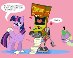 Size: 2120x1684 | Tagged: safe, artist:abigail m., spike, twilight sparkle, pony, unicorn, g4, comic sans, crossover, crossover shipping, dollarlight, dollarnator, fanboy and chum chum, female, male, mare, shipping, straight, unicorn twilight