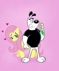 Size: 1640x1976 | Tagged: safe, artist:abigail m., fluttershy, g4, crossover, crossover shipping, dudley puppy, female, male, shipping, straight, tuff puppy