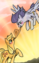 Size: 500x800 | Tagged: safe, artist:opalwhisker, applejack, soarin', g4, female, male, ship:soarinjack, shipping, straight