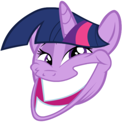 Size: 446x446 | Tagged: safe, twilight sparkle, pony, g4, faic, female, grin, head, looking at you, mare, rage face, raised eyebrow, reaction image, simple background, smiling, smirk, solo, transparent background, trollface, trollight sparkle, vector, wat
