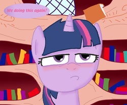 Size: 529x441 | Tagged: safe, artist:ajmstudios, edit, twilight sparkle, pony, g4, blushing, face, female, frown, sick, solo, unamused