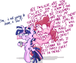 Size: 904x755 | Tagged: safe, pinkie pie, twilight sparkle, g4, wall of text