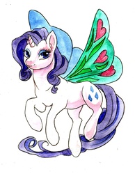 Size: 1720x2222 | Tagged: safe, artist:garpiya, rarity, pony, g4, solo, traditional art, wings