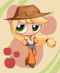 Size: 900x1103 | Tagged: safe, artist:angriestangryartist, applejack, human, g4, humanized, style emulation, the powerpuff girls