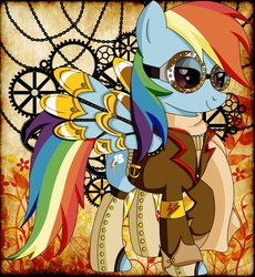 Size: 2500x2721 | Tagged: dead source, safe, artist:0ravensrequiem0, rainbow dash, g4, goggles, steampunk