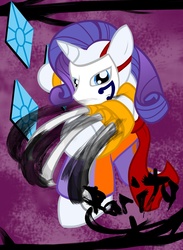 Size: 1829x2500 | Tagged: safe, artist:evangel-rising, rarity, anthro, g4, crossover, female, solo, street fighter, vega