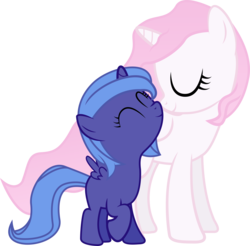 Size: 3625x3569 | Tagged: safe, artist:silentmatten, princess celestia, princess luna, alicorn, pony, g4, cute, duo, eyes closed, female, filly, filly celestia, filly luna, nuzzling, pink-mane celestia, royal sisters, simple background, sisters, transparent background, vector, woona, younger