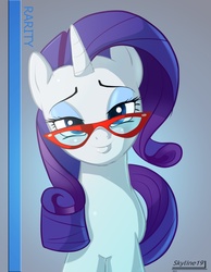 Size: 1230x1582 | Tagged: safe, artist:skyart301, rarity, pony, unicorn, g4, bedroom eyes, female, glasses, looking at you, mare, rarity's glasses, smiling, solo