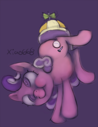 Size: 500x652 | Tagged: safe, artist:xiao668, screwball, g4, derp, handstand, hat, helicopter, propeller hat, silly, swirly eyes