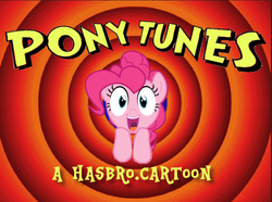 Size: 700x522 | Tagged: safe, artist:kuren247, pinkie pie, g4, cartoon, logo, looney tunes, merrie melodies, parody