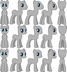 Size: 5000x5386 | Tagged: dead source, safe, artist:fehlung, earth pony, pony, g4, absurd resolution, bald, base, butt, eyelashes, female, front view, looking at you, male, mare, plot, reference, simple background, smiling, smiling at you, stallion, template, transparent background, turnaround, vector