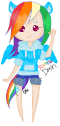 Size: 207x434 | Tagged: safe, artist:monahelllawliet, rainbow dash, human, g4, eared humanization, female, humanized, simple background, solo, tailed humanization, waving, winged humanization