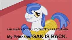 Size: 683x384 | Tagged: safe, edit, edited screencap, screencap, pony, g4, the crystal empire, gak, guard, meme, meta, solo