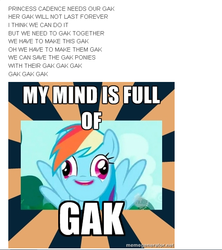 Size: 534x601 | Tagged: safe, rainbow dash, g4, the crystal empire, derps, gak, text