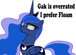 Size: 966x700 | Tagged: safe, princess luna, pony, g4, female, floam, gak, glasses, hipster, simple background, solo