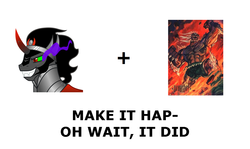 Size: 1337x796 | Tagged: safe, king sombra, g4, all caps, dc comics, doomsday, exploitable meme, make it happen, male, meme, meta, superman