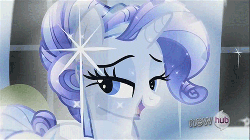 Size: 500x281 | Tagged: safe, screencap, rarity, pony, g4, the crystal empire, animated, bedroom eyes, crystal rarity, crystallized, female, gif, hub logo, loop, solo, sparkles