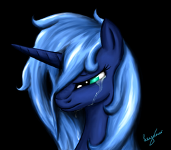 Size: 757x662 | Tagged: safe, artist:leyanor, princess luna, pony, g4, crying, female, simple background, solo
