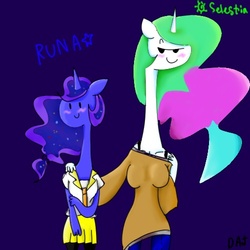 Size: 500x500 | Tagged: safe, artist:danadyu, princess celestia, princess luna, g4, selestia and runa