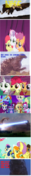 Size: 624x3584 | Tagged: safe, apple bloom, applejack, bon bon, caramel, carrot top, fluttershy, golden harvest, lemon hearts, lyra heartstrings, minuette, pinkie pie, rainbow dash, rarity, scootaloo, spike, sweetie belle, sweetie drops, twilight sparkle, earth pony, kaiju, pegasus, pony, unicorn, g4, comic, cutie mark crusaders, godzilla, godzilla (series), king ghidorah, mane seven, mane six, story arc